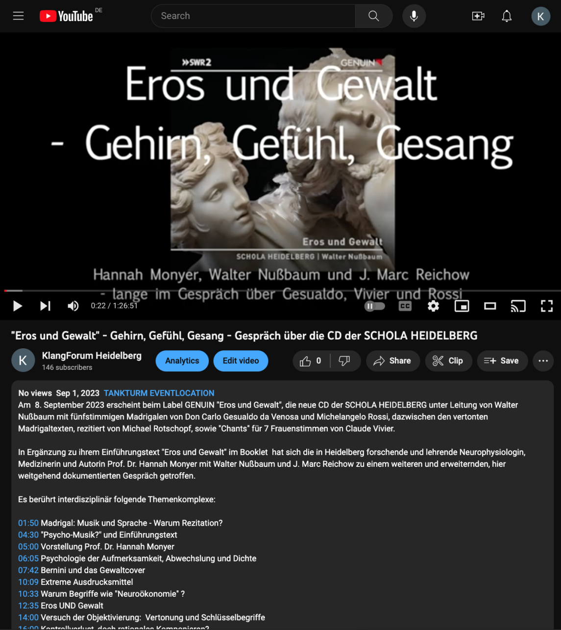 Screenshot der youtube-Veröffentlichung new youtube screenshot für homepage